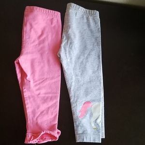 2 leggings, pink and gray